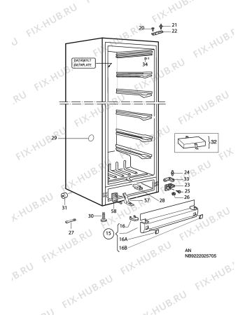 Взрыв-схема холодильника Husqvarna Electrolux QT3220K - Схема узла C10 Cabinet