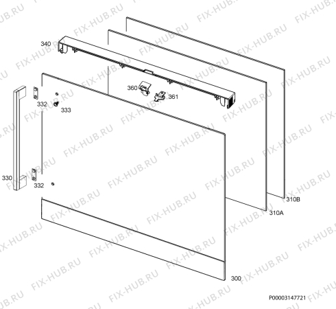 Взрыв-схема плиты (духовки) Aeg BPK742R21M - Схема узла Door