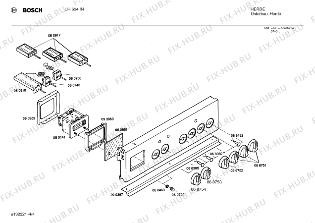 Схема №1 EH694HMS с изображением Переключатель для плиты (духовки) Bosch 00068753