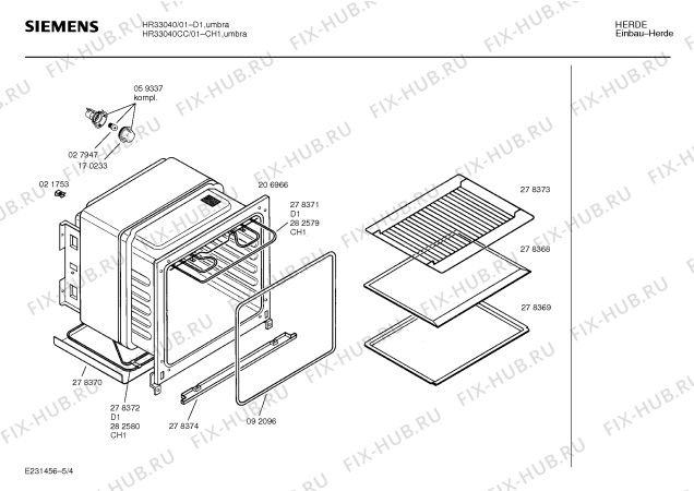 Взрыв-схема плиты (духовки) Siemens HR33040CC - Схема узла 04