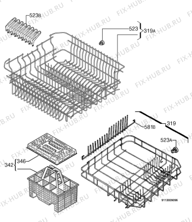 Взрыв-схема посудомоечной машины Electrolux ESF6110 - Схема узла Basket 160