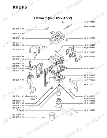 Взрыв-схема кофеварки (кофемашины) Krups F9864251(0) - Схема узла IP001866.6P2