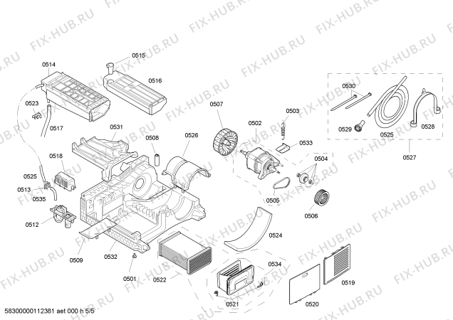 Взрыв-схема сушильной машины Bosch WTS86510SK - Схема узла 05