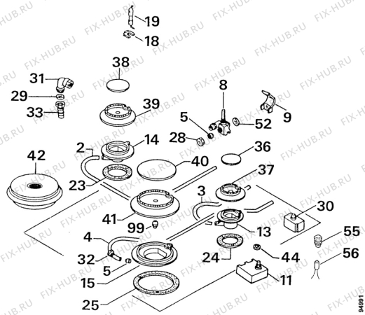 Взрыв-схема плиты (духовки) Arthurmartinelux AMC984N1 - Схема узла Bottom and functional parts