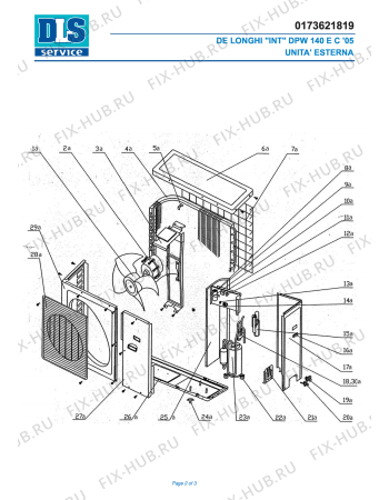 Взрыв-схема кондиционера DELONGHI DPW 140 EC 05 - Схема узла 2