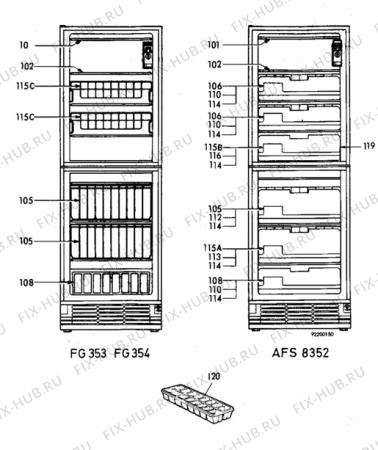 Взрыв-схема холодильника Elektro Helios FG353 - Схема узла C10 Interior
