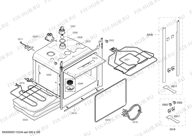 Взрыв-схема плиты (духовки) Siemens HB560580S - Схема узла 03