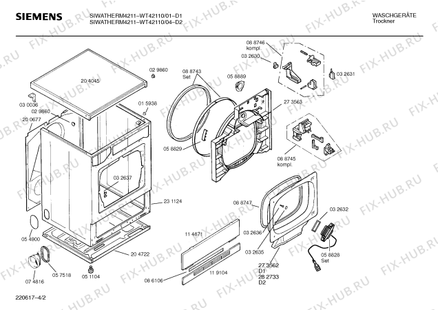 Взрыв-схема сушильной машины Siemens WT42110 SIWATHERM 4211 - Схема узла 02