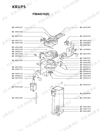 Взрыв-схема кофеварки (кофемашины) Krups F9644310(0) - Схема узла MP001885.0P3