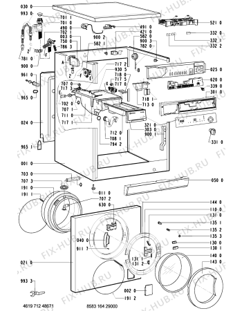 Схема №1 WA 8373 W/WS-F с изображением Декоративная панель для стиралки Whirlpool 481245219816