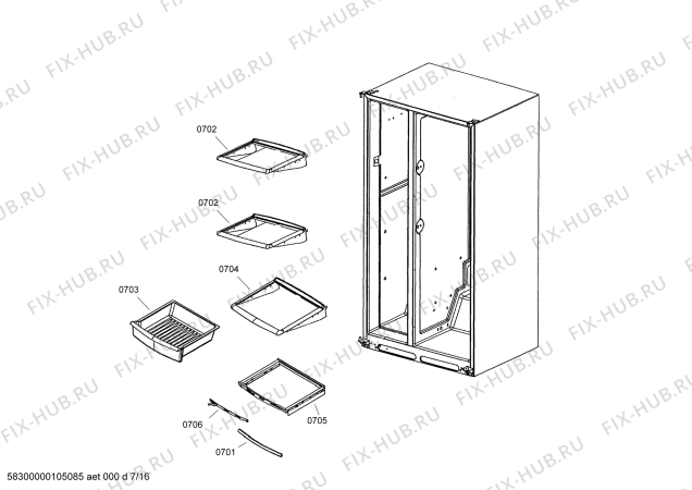 Схема №5 SK535264 с изображением Ручка двери для холодильника Bosch 00241658