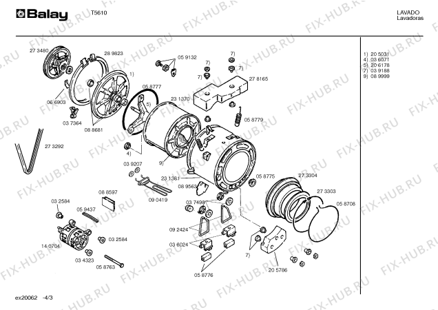 Схема №1 T5628 с изображением Переключатель для стиралки Bosch 00037533