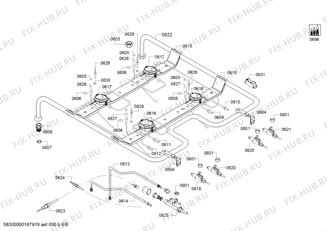 Взрыв-схема плиты (духовки) Bosch HGG223123E - Схема узла 06