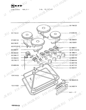 Взрыв-схема плиты (духовки) Neff 195303457 1484.21F - Схема узла 05