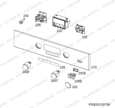 Взрыв-схема плиты (духовки) Aeg BPE552220B - Схема узла Command panel 037