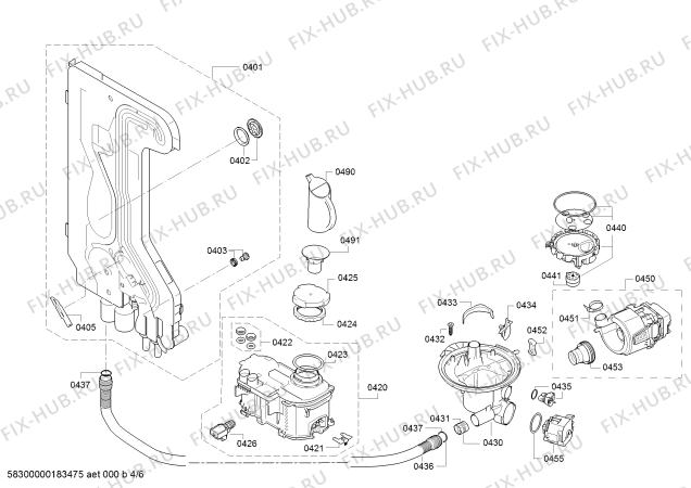 Взрыв-схема посудомоечной машины Siemens SN45L281SK - Схема узла 04