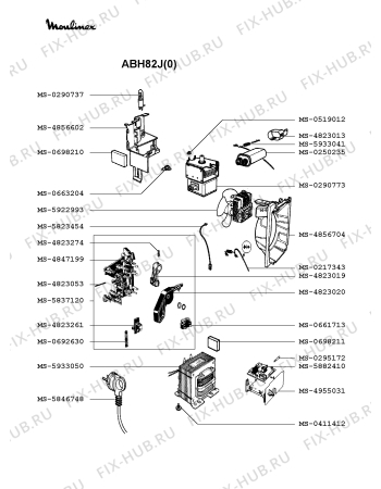 Взрыв-схема микроволновой печи Moulinex ABH82J(0) - Схема узла RP002288.7P2