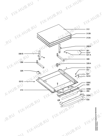 Взрыв-схема плиты (духовки) Electrolux EOC6690X UK - Схема узла Door 003