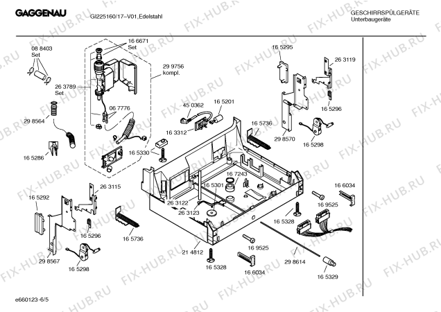 Взрыв-схема посудомоечной машины Gaggenau GI225160 - Схема узла 05