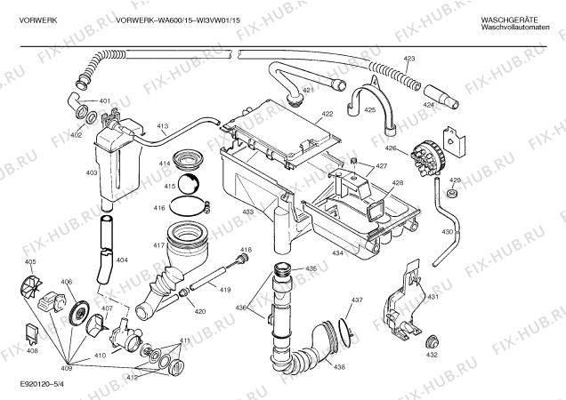 Схема №1 WI3VW01 VORWERK WA600 с изображением Ручка для стиралки Bosch 00088757