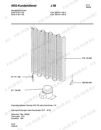 Взрыв-схема холодильника Aeg ARC3132-4 GS - Схема узла Freezer cooling system