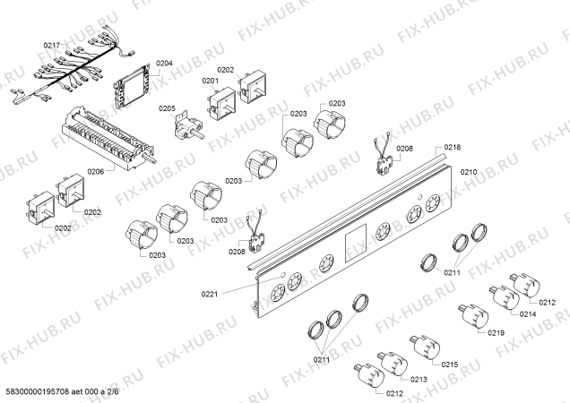 Взрыв-схема плиты (духовки) Bosch HCA744250Q - Схема узла 02