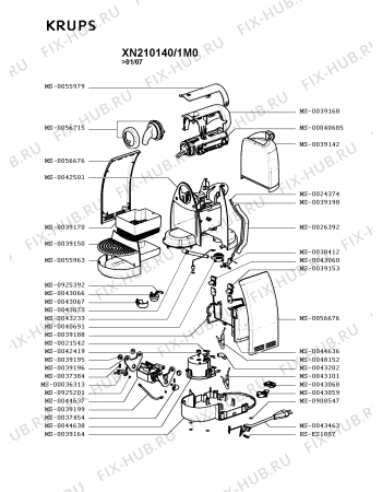 Схема №1 XN210140/1M0 с изображением Корпусная деталь для электрокофеварки Krups MS-0056676