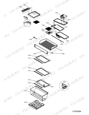 Схема №1 WSR 16 с изображением Элемент корпуса для холодильной камеры Whirlpool 482000002170