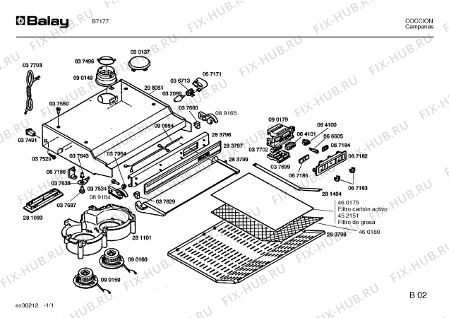 Схема №1 B7177 с изображением Отклоняющая система для электровытяжки Bosch 00283799