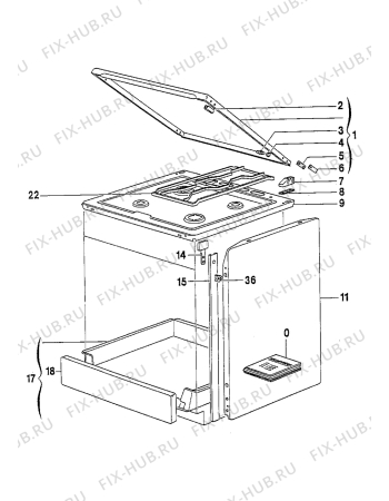 Взрыв-схема плиты (духовки) Electrolux EK6403/1 - Схема узла Housing 001