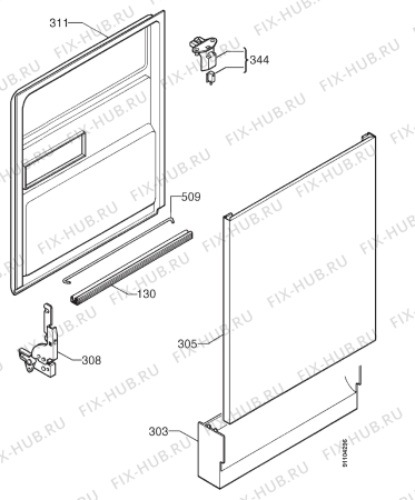 Взрыв-схема посудомоечной машины Privileg 545468 1\8312 - Схема узла Door 003