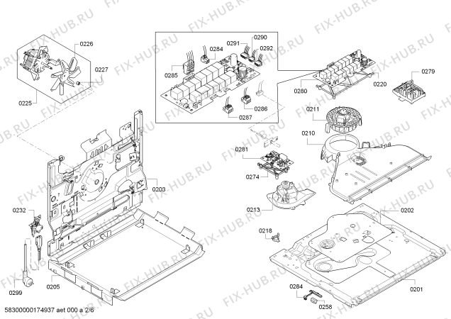 Взрыв-схема плиты (духовки) Bosch HBG56R651T - Схема узла 02