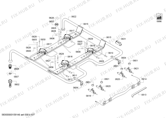 Взрыв-схема плиты (духовки) Siemens HR645251F - Схема узла 06