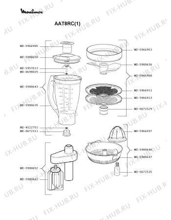 Взрыв-схема кухонного комбайна Moulinex AAT8RC(1) - Схема узла YP000320.2P2
