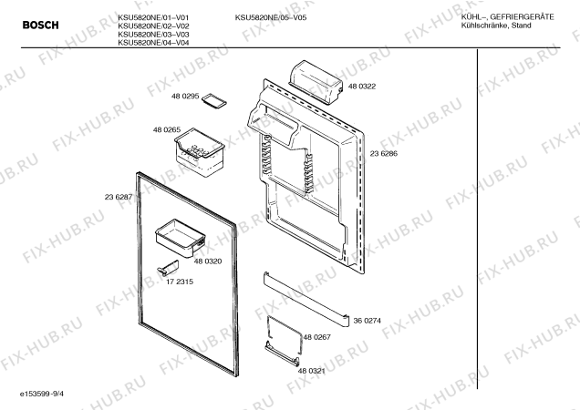 Схема №2 KS58U20NE с изображением Корпус для холодильника Bosch 00360164