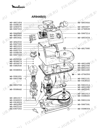 Взрыв-схема кухонного комбайна Moulinex AR944B(0) - Схема узла 6P000587.4P3