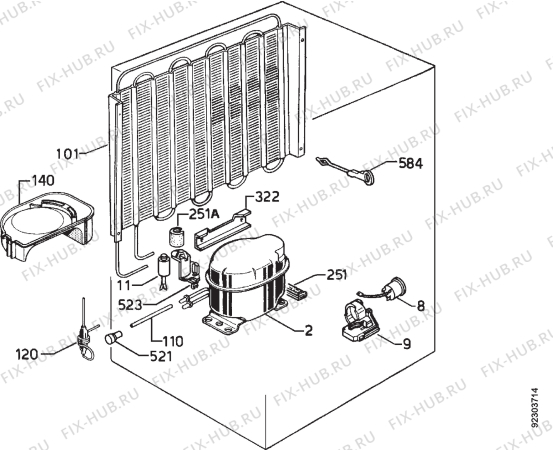 Взрыв-схема холодильника Arthurmartinelux AR6632I - Схема узла Cooling system 017