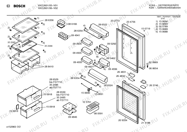 Схема №2 KKE2601 с изображением Дверь для холодильной камеры Bosch 00214198
