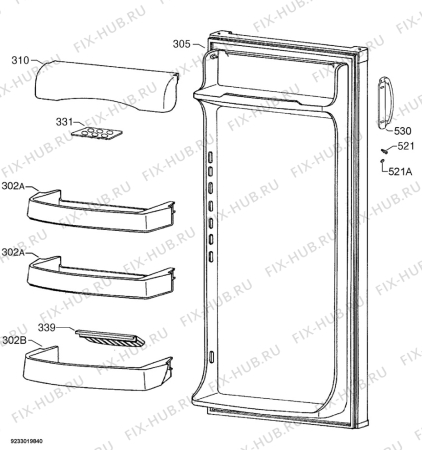 Взрыв-схема холодильника Zanussi ZRA625CW - Схема узла Door 003