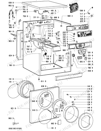 Взрыв-схема стиральной машины Whirlpool AWO 9965/1 - Схема узла