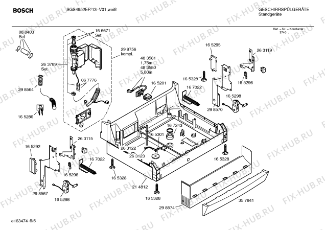 Схема посудомоечной машины Bosch SGS4952EP Arcline - Схема узла 05 Взрыв-схема посудомоечной машины Bosch SGS4952EP Arcline - Схема узла 05