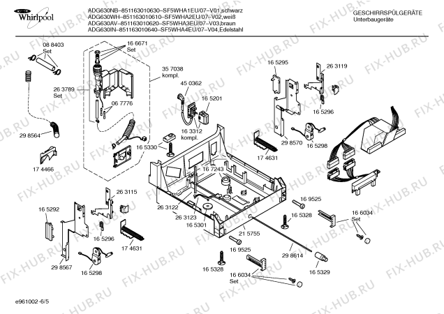 Взрыв-схема посудомоечной машины Whirlpool SF5WHA1EU, ADG630NB - Схема узла 05