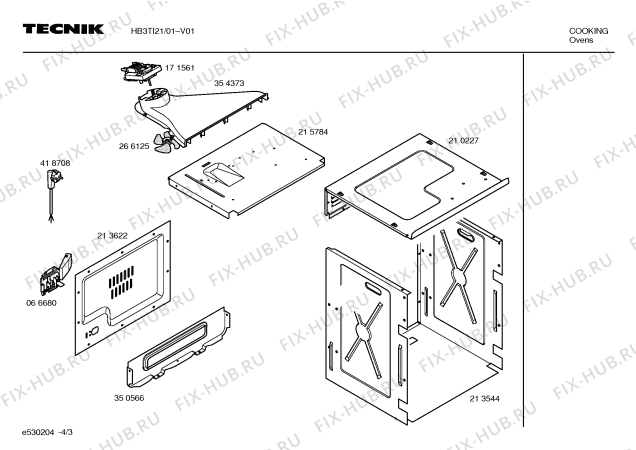 Взрыв-схема плиты (духовки) Tecnik HB3TI21 tkc215 - Схема узла 03