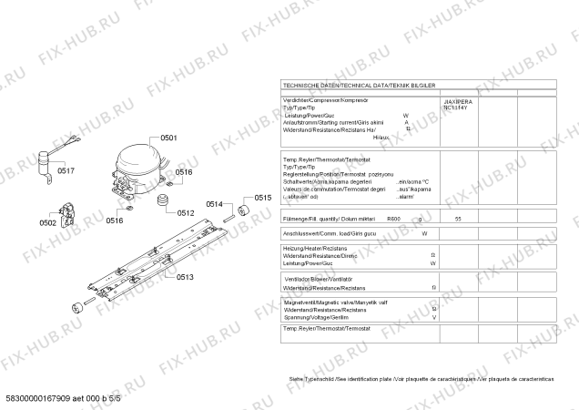 Взрыв-схема холодильника Bosch KDN56AL20U - Схема узла 05