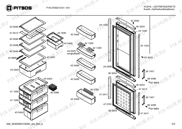 Схема №2 3KE5821N с изображением Панель для холодильника Bosch 00438609