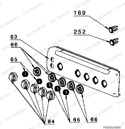 Взрыв-схема плиты (духовки) Zanussi ZCG557GW - Схема узла Command panel 037