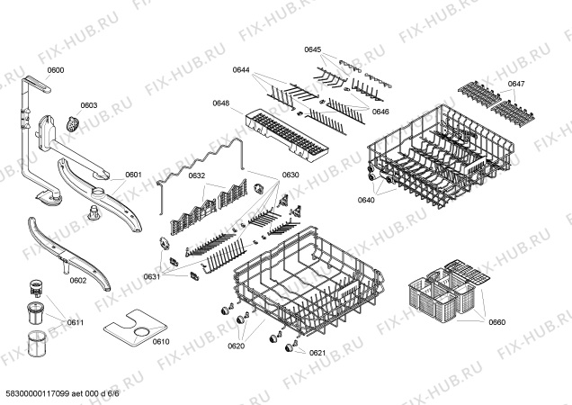 Взрыв-схема посудомоечной машины Bosch SGU58M05EU - Схема узла 06