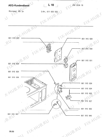 Взрыв-схема микроволновой печи Aeg MICROMAT 165 Z W - Схема узла Section2