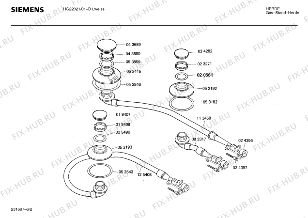 Взрыв-схема плиты (духовки) Siemens HG22021 - Схема узла 02