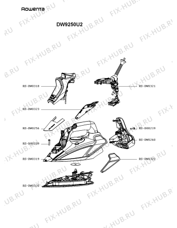 Схема №1 DW9250U2 с изображением Рукоятка для электроутюга Rowenta RS-DW0319